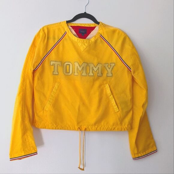 Tommy Hilfiger yellow vintage cropped mesh windbreaker y2k 90's sporty - Picture 1 of 5